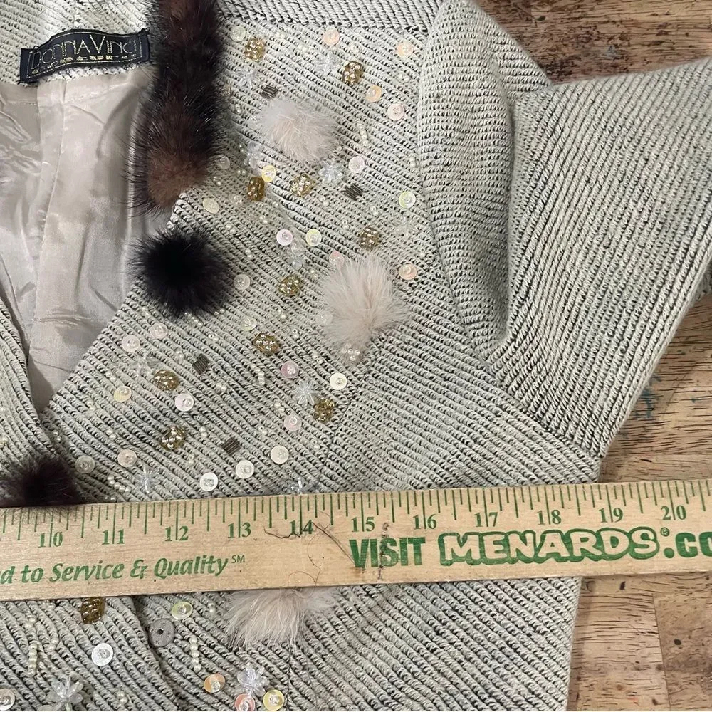 Vintage Donna Vinci Couture Two Piece Embellished Skirt Suit Set Size‎ 16 Flaw